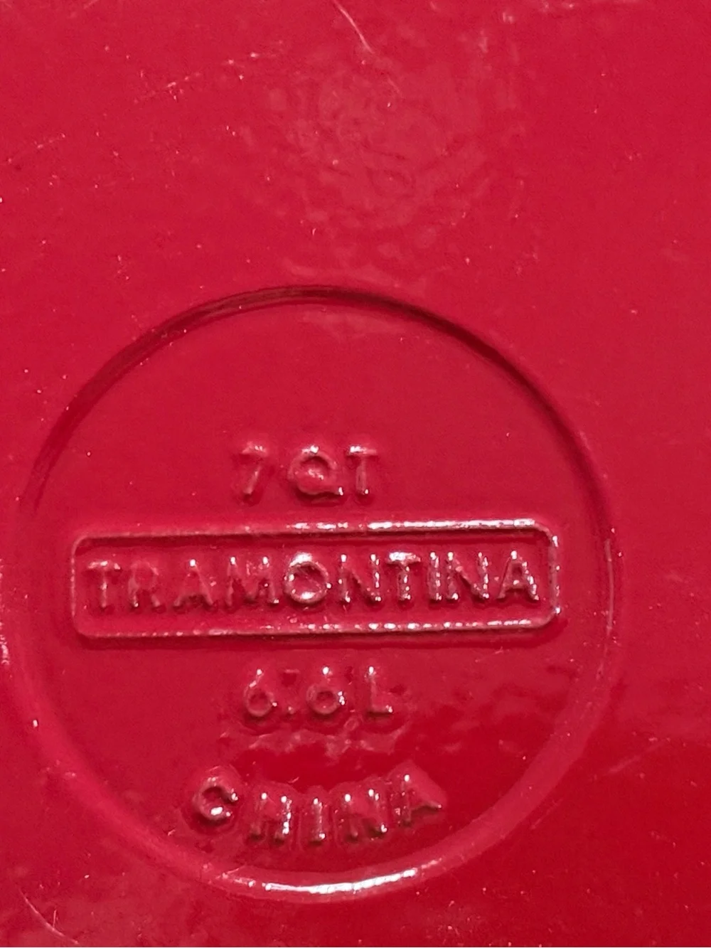 Tramontina 7 Qt Red Enameled Cast Iron Dutch Oven Pot w Lid EUC
